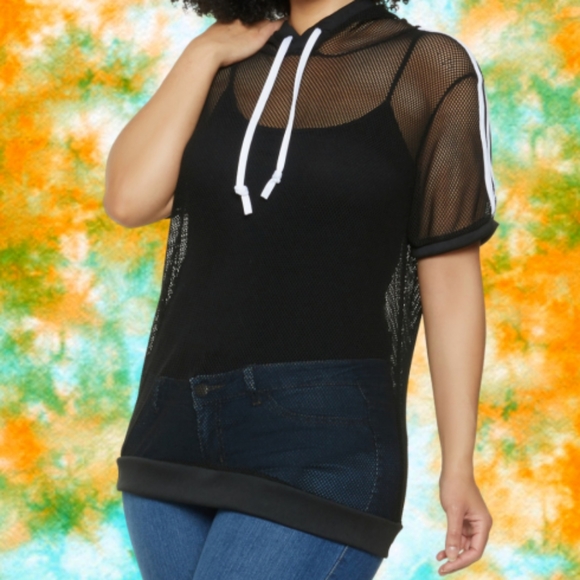 plus size fishnet hoodie